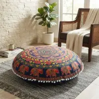 Fundas De Puff, Zafu Mandala. Hecha En India. Algodón 100%