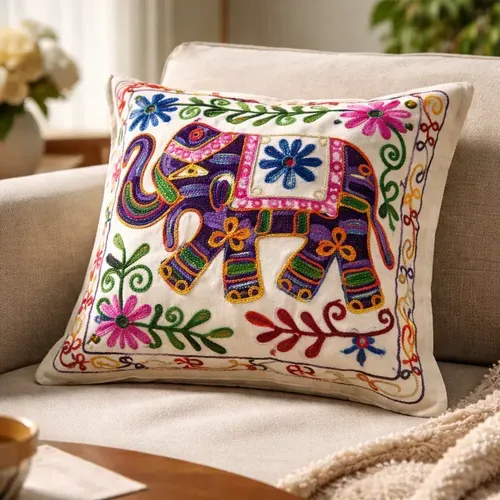 Fundas De Almohadón Bordado Hindu Decoración De India Modelo 6