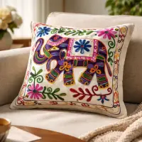 Fundas De Almohadón Bordado Hindu Decoración De India Modelo 6