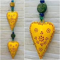 Movil Hindu De 2 Corazones Tira Metal Pintado Deco De India
