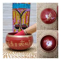 Cuenco Tibeteano 7 Metales Importado 9 Cm 250g Rojo Pintado