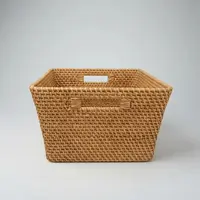 Canasto Organizador Ropa Importado Ratán Natural Pushkar Marrón Claro