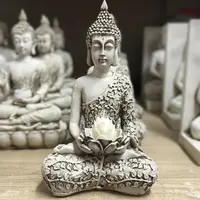 Buda Loto Apto Exterior Portavela Resina Pushkar Tienda Blanco