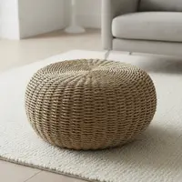 Puf Zen Fibras Naturales Banquito Mesa Artesanal De 30x45 Cm