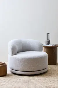 Silla Sillon Redondo Base Giratoria 360o Decoracion Pushkar Blanco