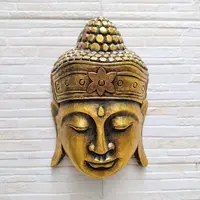 Mascara De Buda En Madera Tallado Artesanal Indonesia Import Dorado