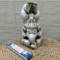 Estatua De Resina Ganesha Yoga Apto Exterior Ideal Jardin Blanco