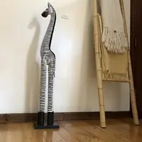 Estatuilla Cebra Madera Importado India Artesanal Oriente Blanco