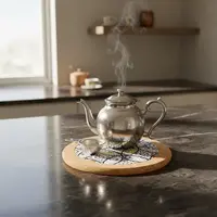 Posa Pava Fuente En Corcho/ceramica Circular Importa Oriente Gris Mandala