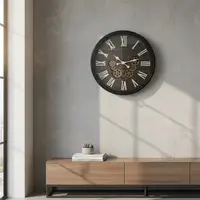 Reloj Importado Grande De Pared Imponente Deco Pushkar Negro