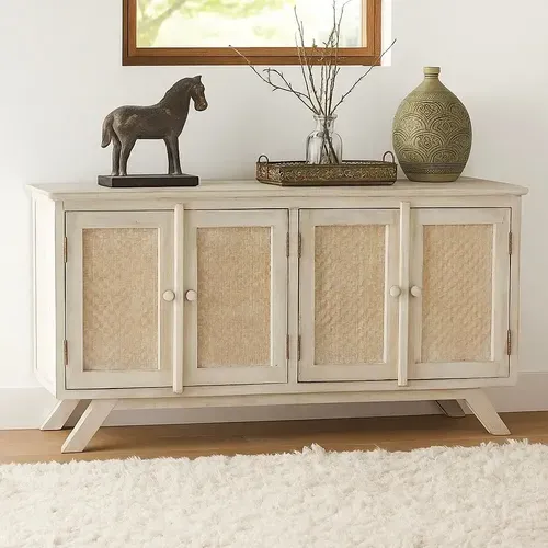 Mueble Organizador Bajillero Bajo Ventana Pushkar Tienda Beige
