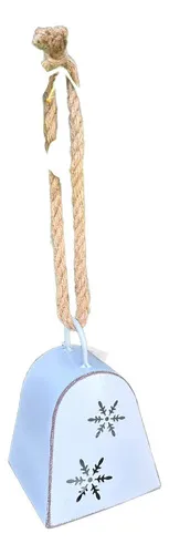 Cencerro Móvil De India Campana Decorativa Metal Soga Yute Blanco