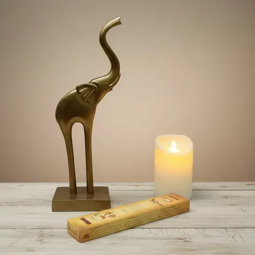 Escultura Elefante 100% Aluminio Importado Oriente 35 Cm Zen