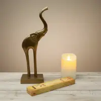 Escultura Elefante 100% Aluminio Importado Oriente 35 Cm Zen