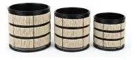 Set X 3 Maceteros De Metal Con Hilo Diseño Oriente Importado Negro