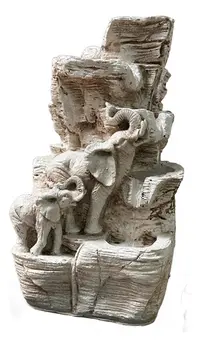 Fuente De Agua Zen Elefante Y Cría Con Caídas Decorativa