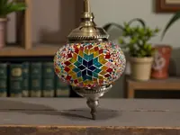 Lámpara Colgante Turca De Mosaico Importado Pushkar Plateado