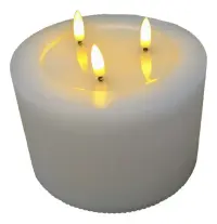 Velon Vela Led 10x15 Cm A Pila Pushkar Tienda 3 Llamas Movim Crema Vela Led
