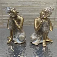 Juego X 2 Sujetalibro Buda 22cm Importado Oriente Base 9x9cm Dorado
