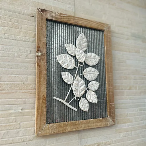 Aplique Metal Importado Oriente Cuadro Apto Exterior 40x30cm Plateado Marrón Claro