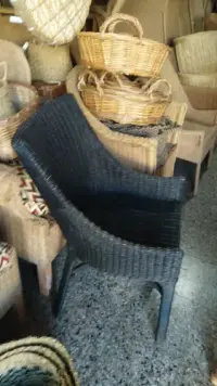 Sillón Artesanal Fibra Natural Y Caña Apto Galería Silla  Natural / Madera Clara Tejido Trenzado