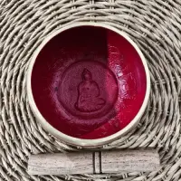 Cuenco Tibetano Mediano 13.5 Cm 7 Metales Importado 750gr Rojo