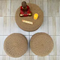 Puf Zen Fibras Naturales Banquito Mesa Artesanal De 30x45 Cm