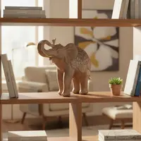 Estatuilla Elefante Resina Decoración India Apto Importado Marrón Claro