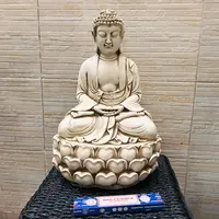Estatuilla Buda Thai 52 Cm Resina Apto Exterior Ideal Jardin Blanco