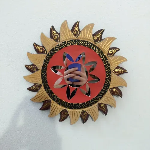 Espejos Importados Indonesia 30 Cm Sol Y Luna Con Madera Zen