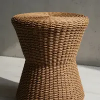 Mesa Conica Doble Apoyo Fibra Natural Kraft-madera Artesanal Marrón
