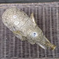 Estatuilla Elefante Dorado Con Fantasias Importado Oriente Oro