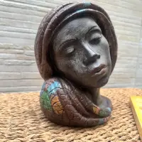 Estatua Cara Africana Decoracion Interior/exterior En Resina Marrón Oscuro
