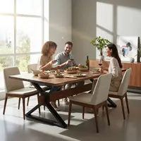 Mesa Comedor Madera Con Hierro Living Country Pushkar Tienda Marrón Negro
