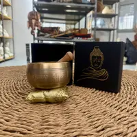 Cuenco Tibetano 7 Metales Caja Y Accesoarios Import Himalaya Dorado Oscuro