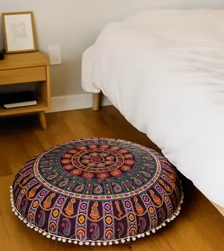 Fundas De Puff, Zafu Mandala. Hecha En India. Algodón 100%
