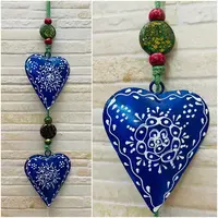 Movil Hindu De 2 Corazones Tira Metal Pintado Deco De India