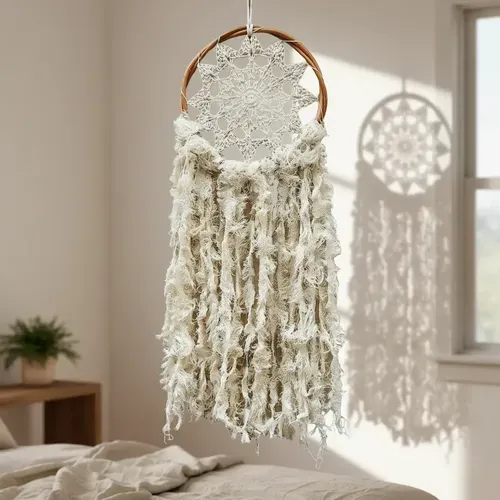 Atrapasueños Importado Indonesia Diseño Crochet 85 Cm