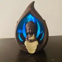 Cascada Humo Porta Conos  Niño Buda  17 Cm Con Led Importado