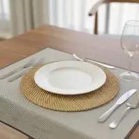 Plato De Sitio Fibra Natural 35 Cm Individual Importado Zen Marrón Claro