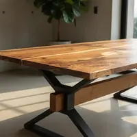 Mesa Comedor Madera Con Hierro Living Country Pushkar Tienda Marrón Negro