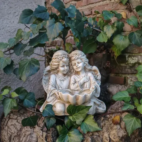 Pareja De Angeles Resina Decoracion Apto Exterior Pushkar Blanco