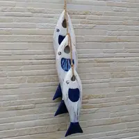Movil Decorativo Tira Pez Artesanl Colgante Madera Indonesia