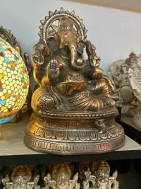 Estatuilla De Ganesha 30cm D Alto Bañada En Bronce Importada Modelo 2