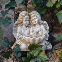 Pareja De Angeles Resina Decoracion Apto Exterior Pushkar Blanco