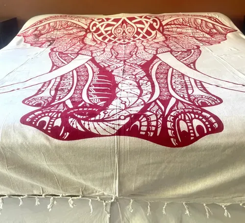 Manta Hindu Rustica Estampada Algodon India 2 Pl Hilado Fino