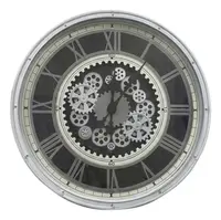 Reloj Importado Grande De Pared Engranajes Imponente Deco Blanco
