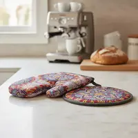 Set Agarradera + Guante De Tela Diseños Mandala Posa/pava