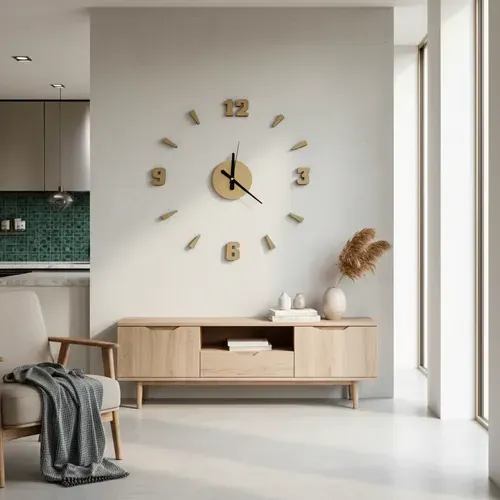 Reloj Analogico Adhesivo Dorado De Pared Pushkar Dorado