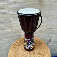 Djembe Indonesia Artesanal Cuero-madera Import Puntillismo Marrón